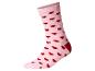 Chaussette rose à cœurs rouges et talon rouge foncé