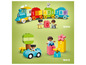 Lego Duplo trein met cijfers, auto en speelfiguren.