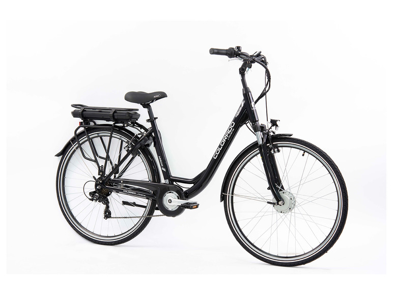 Ga naar volledige schermweergave: Colorado Elektrische fiets »Shiny Black Lady«, 28", voorwielmotor - afbeelding 1