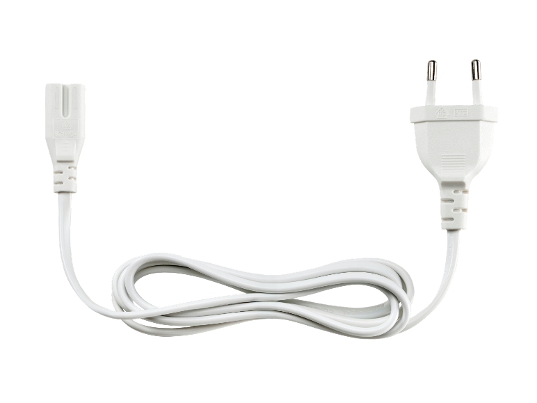 Wit netsnoer met Europese stekker.