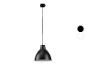 Suspension noire avec abat-jour en forme de dôme, présentée avec des options de couleur.