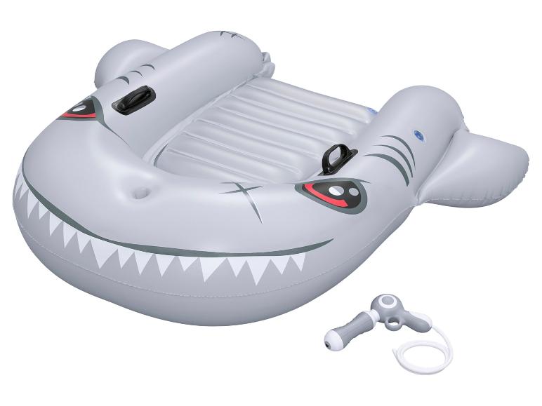 Opblaasbare kinderhaaienboot met waterpistool.