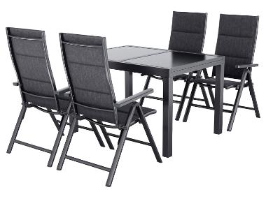 LIVARNO® Ensemble de jardin »Houston / Toronto« : Table extensible avec 4 fauteuils à haut dossier