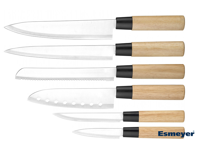Aller en mode plein écran Esmeyer Set de couteaux Asia 6 pièces en acier inoxydable/manche en bois - Photo 1