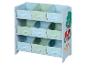Étagère de rangement pour enfants avec 9 boîtes en tissu pastel et motifs de ferme