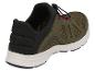 Chaussures de sport en maille vert olive et noir avec fermeture à lacets élastiques.