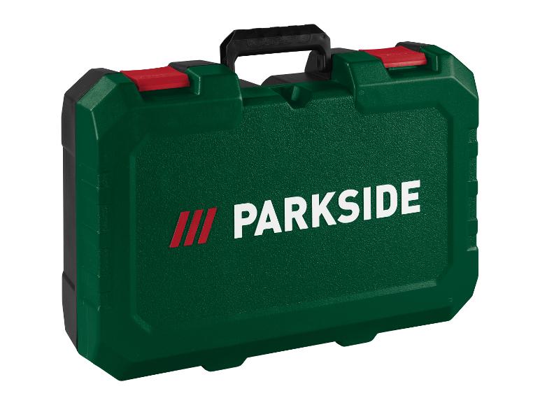 Mallette à outils Parkside verte avec accents noirs et rouges