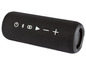 Un haut-parleur Bluetooth portable noir avec des boutons pour contrôler le volume, la lecture et la pause.