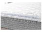 Een wit matras met een blauwe mesh-stof en een witte rits.