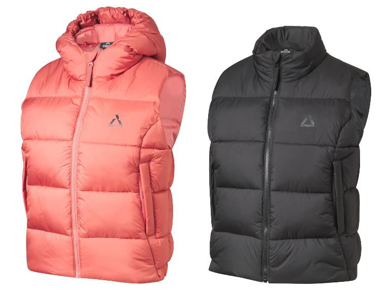 Deux gilets matelassés, un rose et un noir, de la marque Explorer.