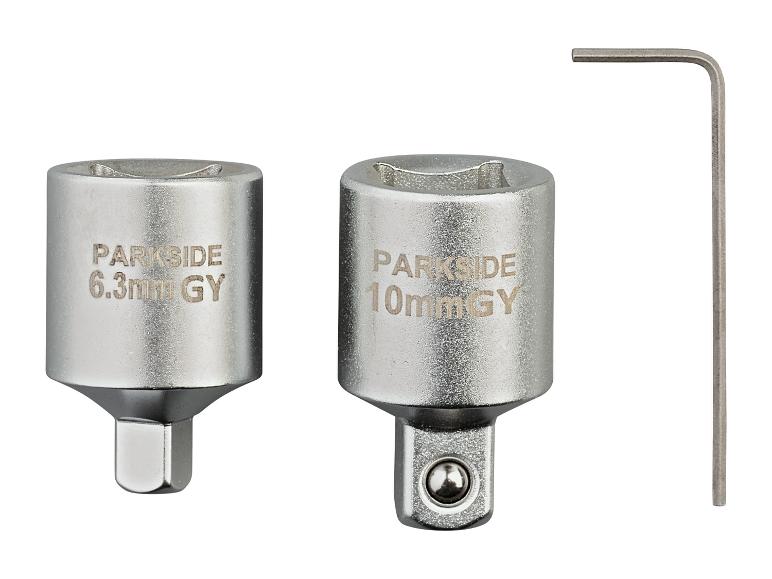 Deux douilles Parkside de 6,3 mm et 10 mm et une clé Allen en forme de L.