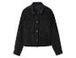 Veste en velours côtelé noir avec boutons et poches avant.