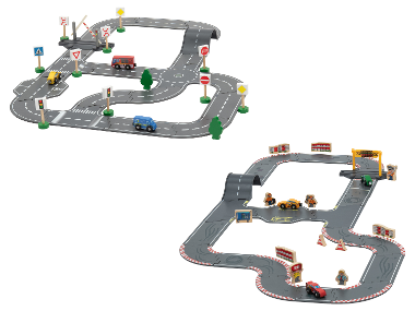 LUPILU® Set de routes en bois »Ville / Circuit de course«