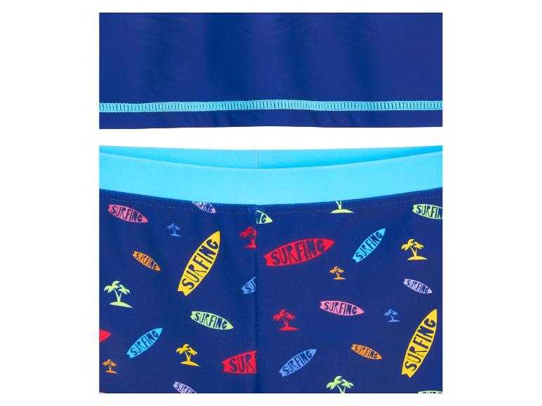 Kinder zwembroek: donkerblauwe zwemshort met surfprint.
