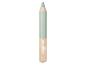 Crayon à double extrémité avec une pointe vert clair et une extrémité en bois naturel.