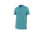 Turquoise blauw poloshirt met korte mouwen en knopen.