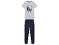 Pyjama met Smurfenprint, grijze T-shirt en blauwe broek.