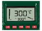 Display van het heteluchtpistool met ingestelde temperatuur van 300°C en stroomindicator.
