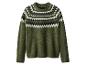 Groene trui met wit en zwart Fair Isle patroon