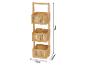 Bamboe hangend opbergrek met drie manden met rotan voorkant, afmetingen 73x23x18,5cm.