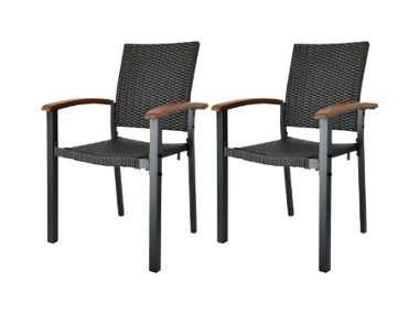 LIVARNO® Set de 2 chaises empilables en résine tressée »Valencia«