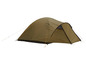 Een groene tent met een vooringang.