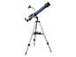 Blauwe telescoop op statief met smartphonehouder.