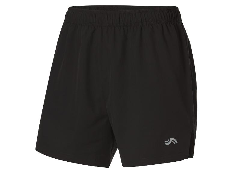 Zwarte hardloopbroek met een reflecterend logo.
