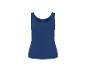 Blauwe tanktop met zichtbaar maatlabel.