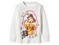 Wit shirt met lange mouwen met een print van Belle uit Belle en het Beest, omringd door sneeuwvlokken