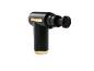 Pistolet de massage noir avec détails dorés et tête de massage arrondie