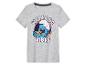 Een grijs T-shirt met een Smurfenprint en de tekst 'Weekend Vibes'.