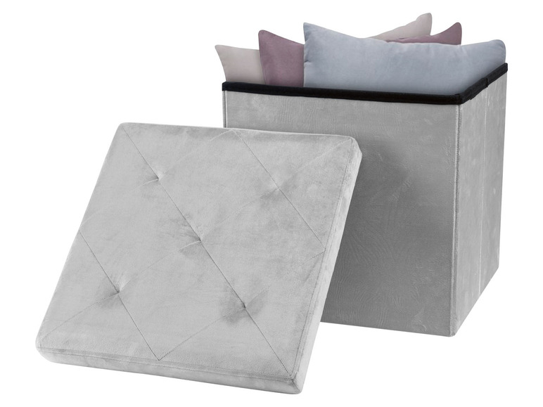 Aller en mode plein écran LIVARNO home Pouf-coffre avec espace de rangement, 40 x 40 x 40 cm - Photo 3