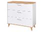 Commode blanche à trois tiroirs avec plateau et pieds en bois