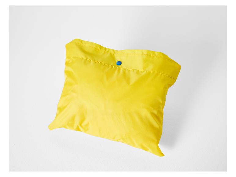 Gele, lichte en opvouwbare tas van stof.