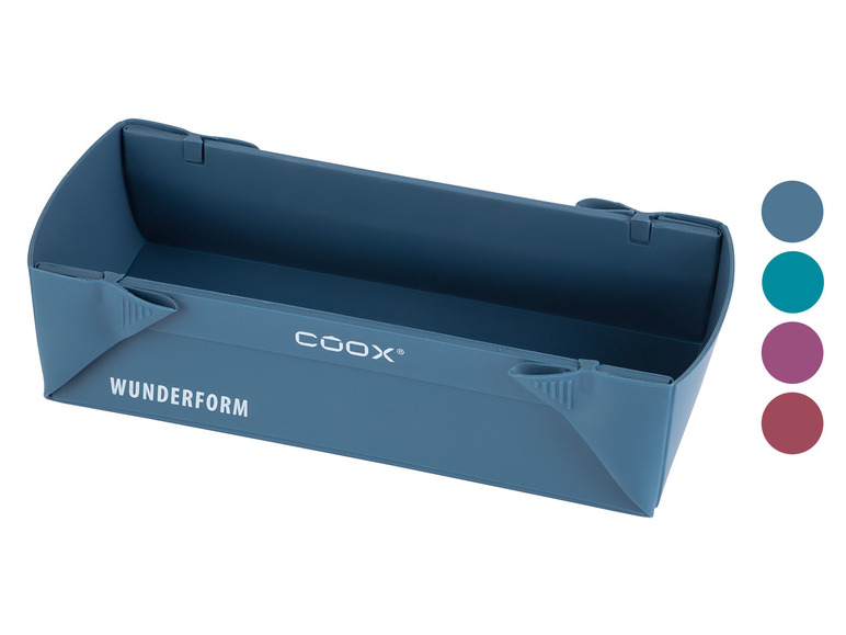 Un moule à pâtisserie pliable bleu Coox Wunderform.