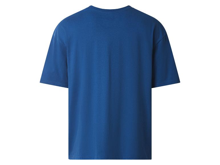 T-shirt bleu uni à manches courtes, vue de dos