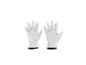 Paire de gants de travail blancs avec poignets noirs, vue de face et de dos
