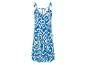 Blauwe zomerjurk met ikat print.