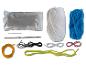 Kit de crochet avec fils blanc, bleu, jaune, noir, blanc, rouge, jaune, rembourrage et crochets
