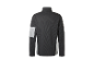 Une veste en polaire gris anthracite avec des détails blancs sur les manches et sur le côté.