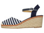 Espadrilles compensées à rayures bleues et blanches