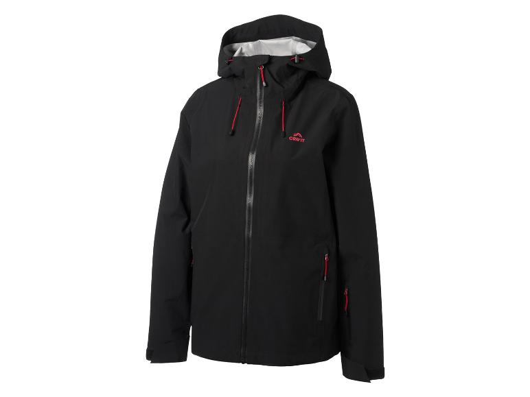 Zwarte outdoorjas met capuchon en rode accenten