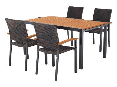 LIVARNO® Ensemble de jardin Valencia : table extensible avec 4 chaises empilables