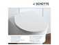 Een witte toiletbril met langzame sluiting en een modern design.
