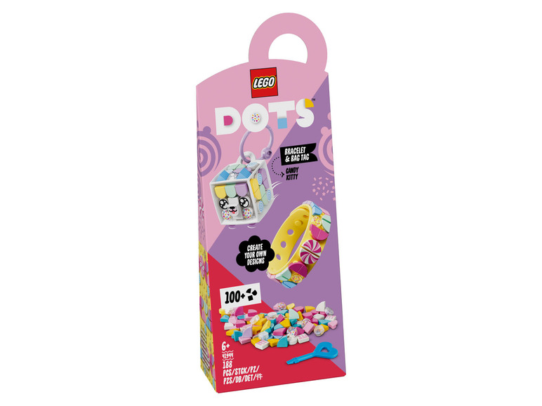 Ga naar volledige schermweergave: LEGO® DOTs Snoepkatje - armband & tassenhanger (41944) - afbeelding 1