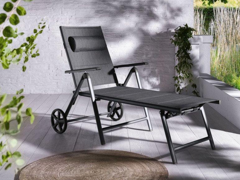 Aller en mode plein écran LIVARNO home Chaise longue en aluminium »Toronto«, pliable, roues - Photo 7