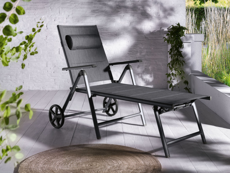 Aller en mode plein écran LIVARNO home Chaise longue en aluminium »Toronto«, pliable, roues - Photo 6