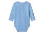 Blauwe baby romper met lange mouwen, achteraanzicht