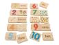 Puzzle en bois avec les chiffres de 1 à 10 et les mots et images correspondants.